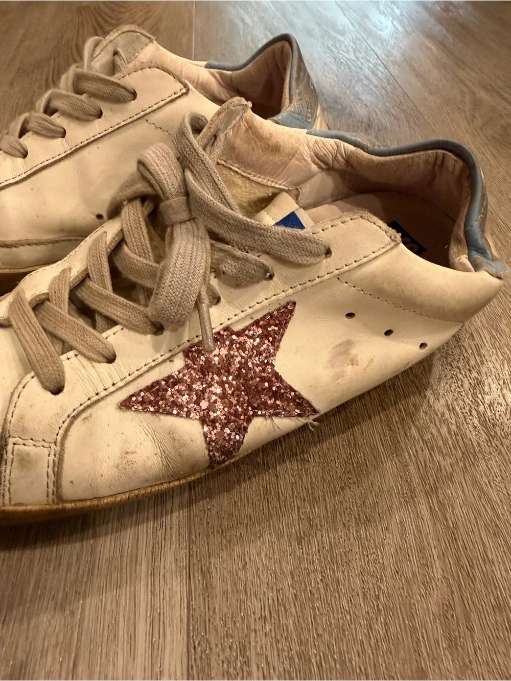 Golden Goose Super-Star Sneaker with pink glitter star